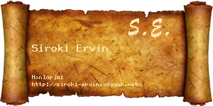 Siroki Ervin névjegykártya
